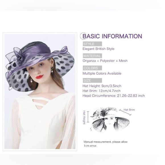 Church Fascinator Wedding Tea Party Derby Hats Flower Wide Brim Sun Hat - Picture 3 of 5